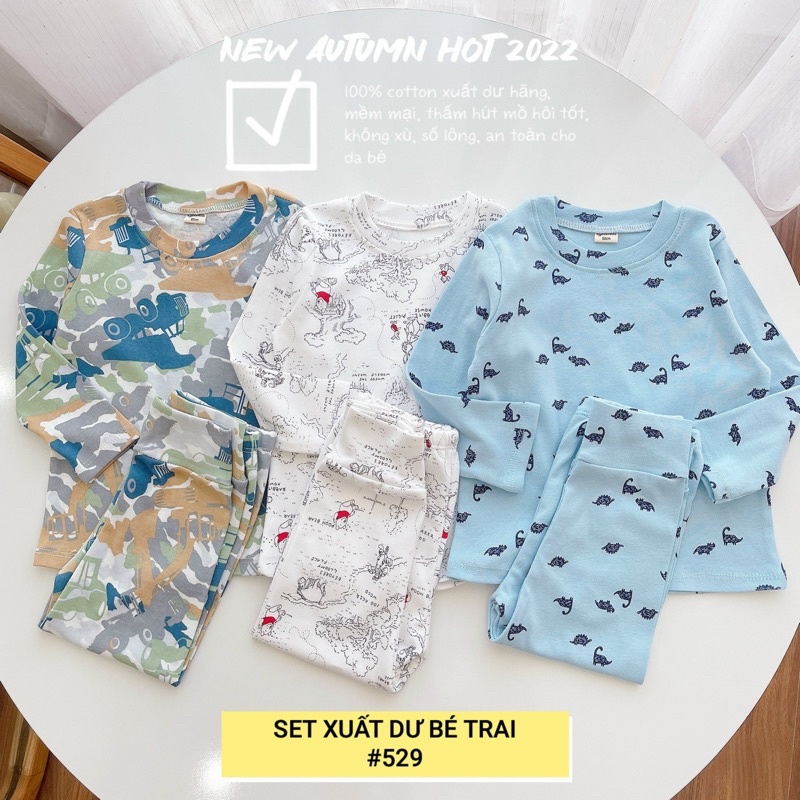 SET 3 BỘ COTTON XUẤT DƯ CHO BÉ TRAI