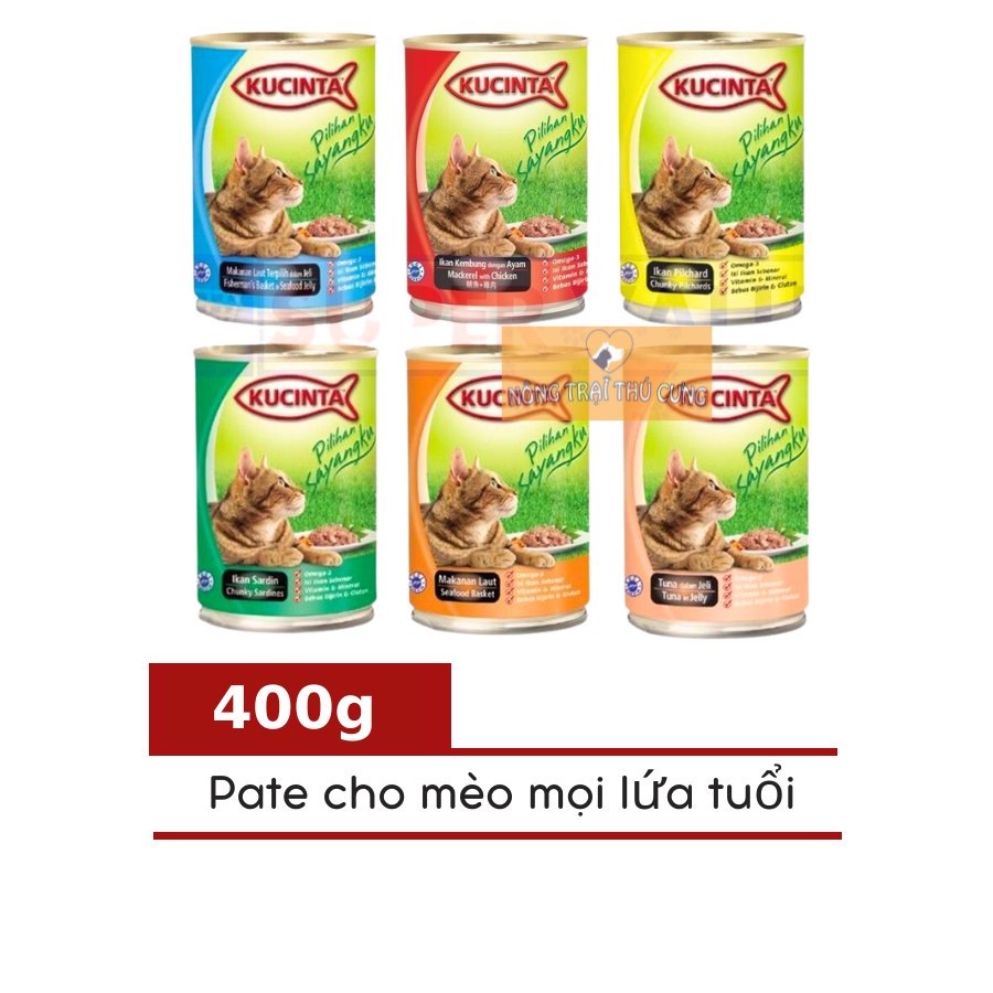 Pate Cho Mèo KUCINTA Lon 400g - [Nông Trại Thú Cưng]
