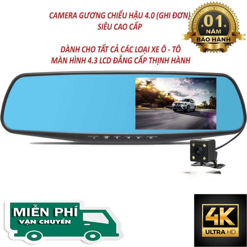 Camera ÔTô Trước Sau, Camera Hành Trình Kiêm Gương Chiếu Hậu X-05 FULLHD 1080P Blackbox HDR Quay Ngày Đêm Cực Nét, Màn Hình 4.3 Inch, Cảm Biến Va Chạmk G-Sensor, Chống Rung Lưu Trữ Video, Cảnh Báo Làn Đường Thông Minh,bảo hành
