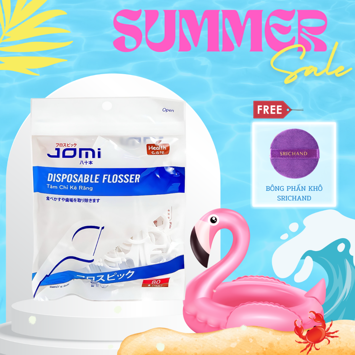 Tăm chỉ nha khoa jomi disposable flosser gói 80 chiếc, tăm chỉ kẽ răng jomi