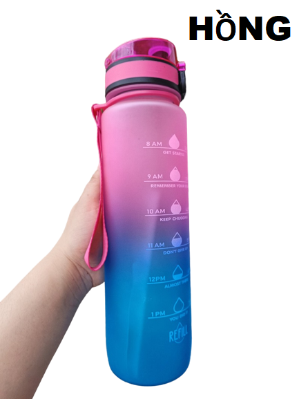 Bình đựng nước 2L dễ thương chia vạch báo giờ nhắc uống nước  tặng Sticker bình nước 2lit có ống hút tiện lợi BẢO HÀNH 1 NĂM