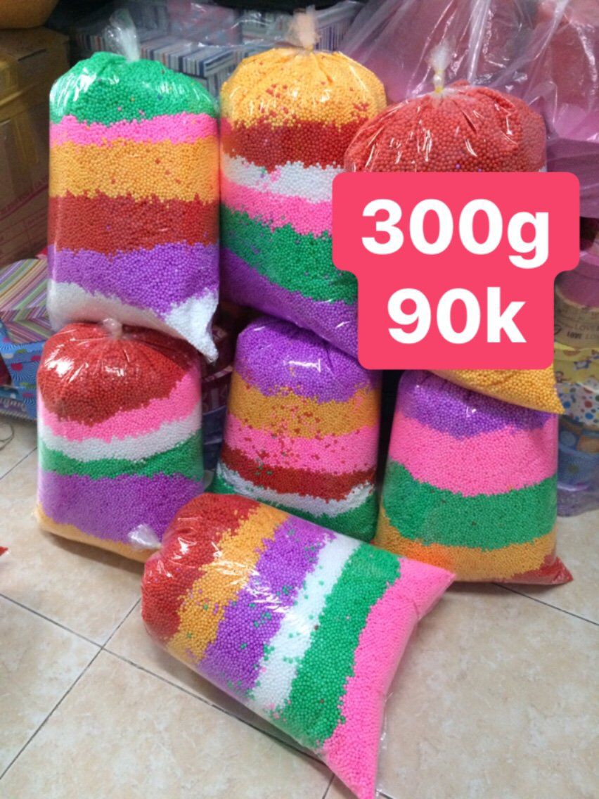 100gr Xốp hạt đủ màu làm quà (Bịch lớn)