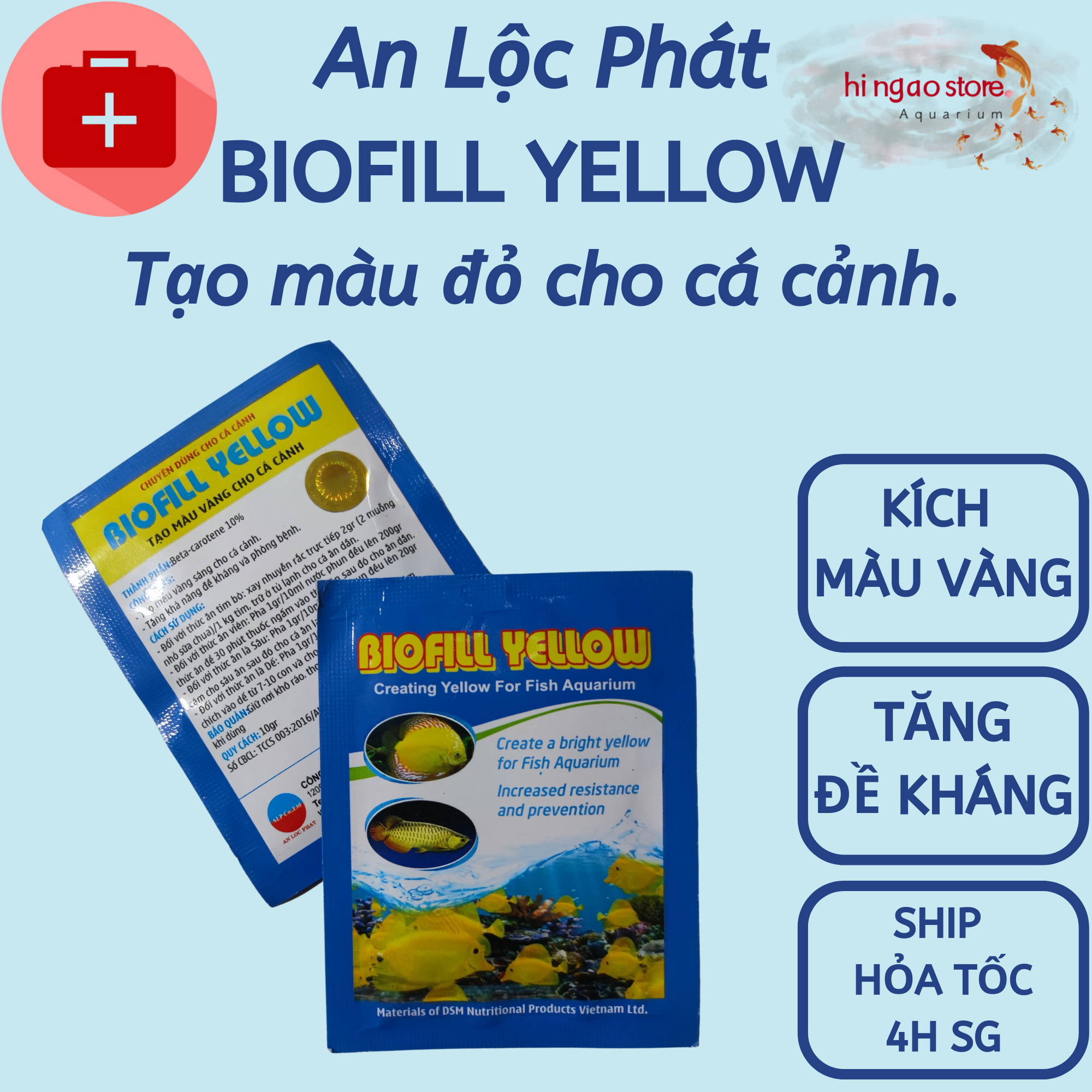 Biofill Yellow 10g – tăng màu vàng cho cá tép tôm cảnh - Hàng CTY