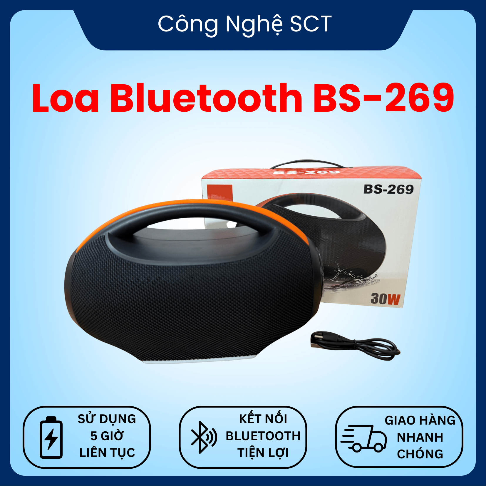 Loa Bluetooth Bombox 4 Mini / BS-269 Loa Nhỏ Gọn, Bass Đập Cực Đại, Cầm Đi Đâu Cũng Thành Sân Khấu