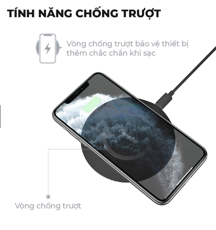 [HCM]Đế sạc không dây Energizer 15W kèm cáp MicroUSB - WCP105 (BẢO HÀNH 2 NĂM 1 ĐỔI 1)
