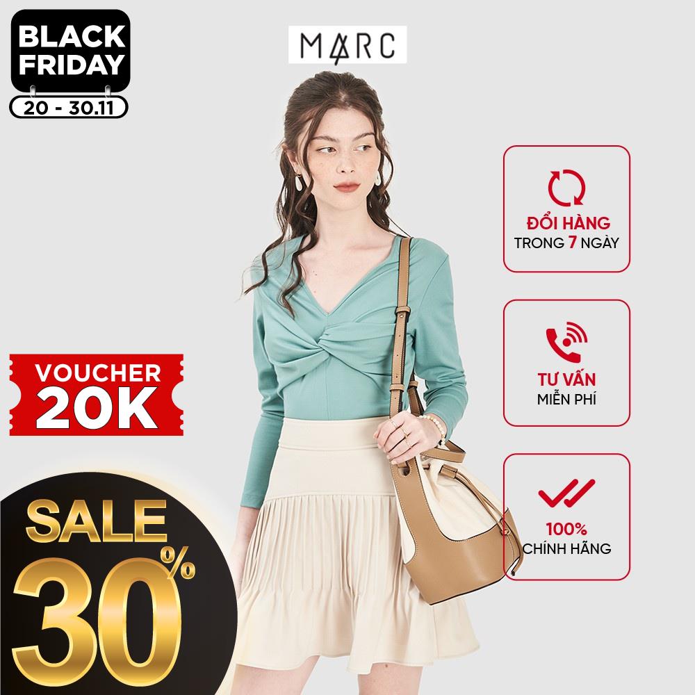 BÁO GIÁ ÁO THUN GÂN TAY DÀI CỔ YẾM MARC MÀU ĐEN TRSH012621SDE (STORE 5703) | Shopee Lazada Sendo Tiki mới nhất 48 Áo thun nữ MARC FASHION cổ tim tay dài form ôm