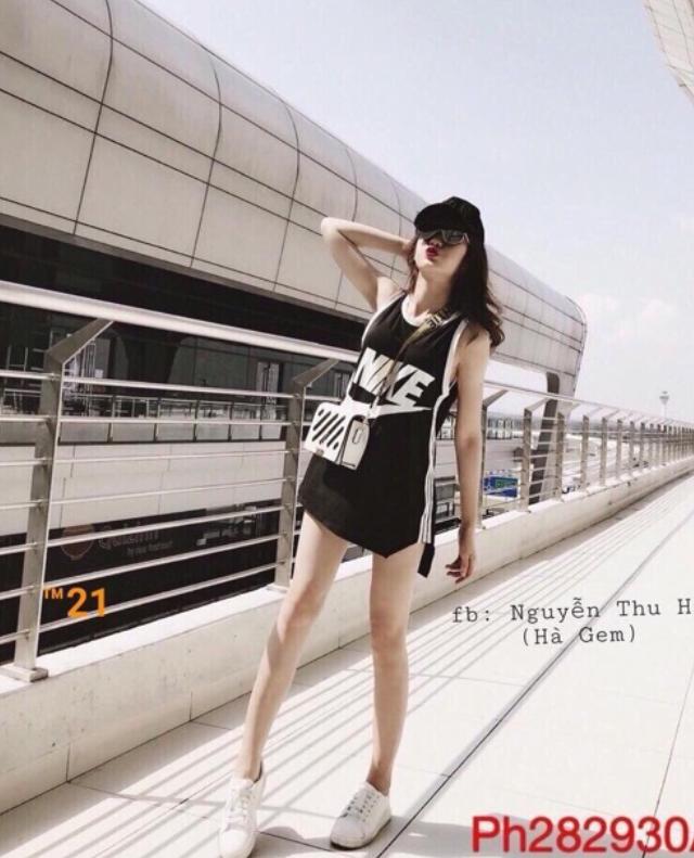 ÁO FORM DÀI DẤU QUẦN PHỐI SỌC
