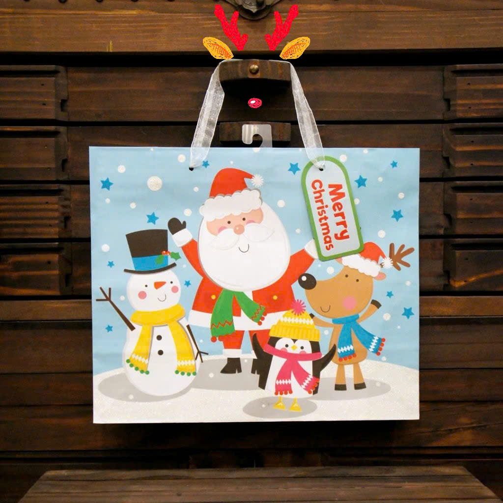 Túi giấy họa tiết Noel, túi đựng quà tặng Giáng Sinh, túi quà tặng nhiều màu sắc 30x25x10cm