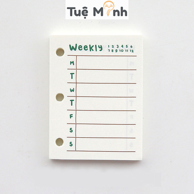 Sổ còng mini 3 chấu Pastel bìa nhựa dẻo trong suốt 6x8cm, ruột thiết kế layout sẵn -vpp Tue Minh