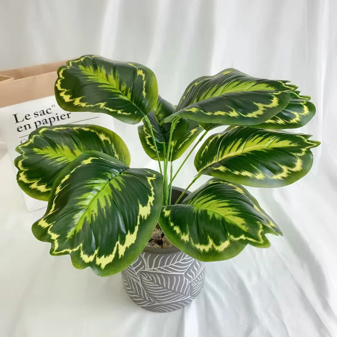 Cây nhựa nhân tạo, cây giả trang trí vườn tường - cây đuôi công xanh 33cm, 9 nhánh lá - VNG-YY-46
