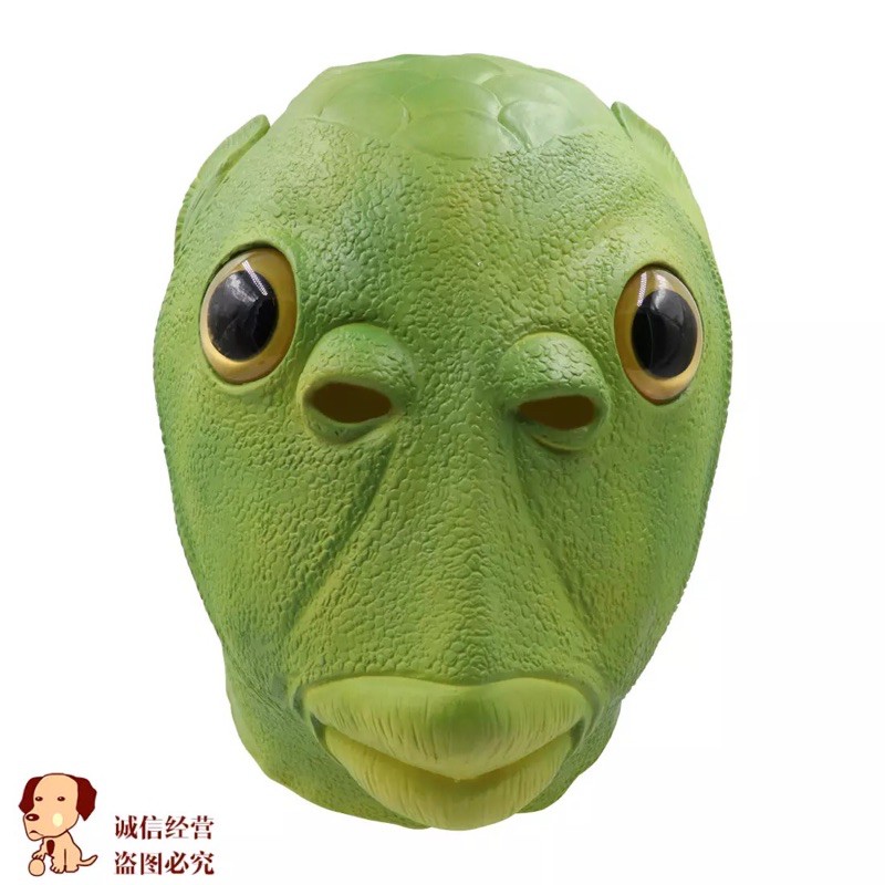 MẶT NẠ HÌNH ĐẦU CÁ MÀU XANH