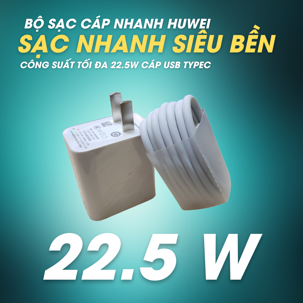 Bộ sạc cáp Huawei super charge công suất 22.5W,sạc siêu nhanh,cáp typeC