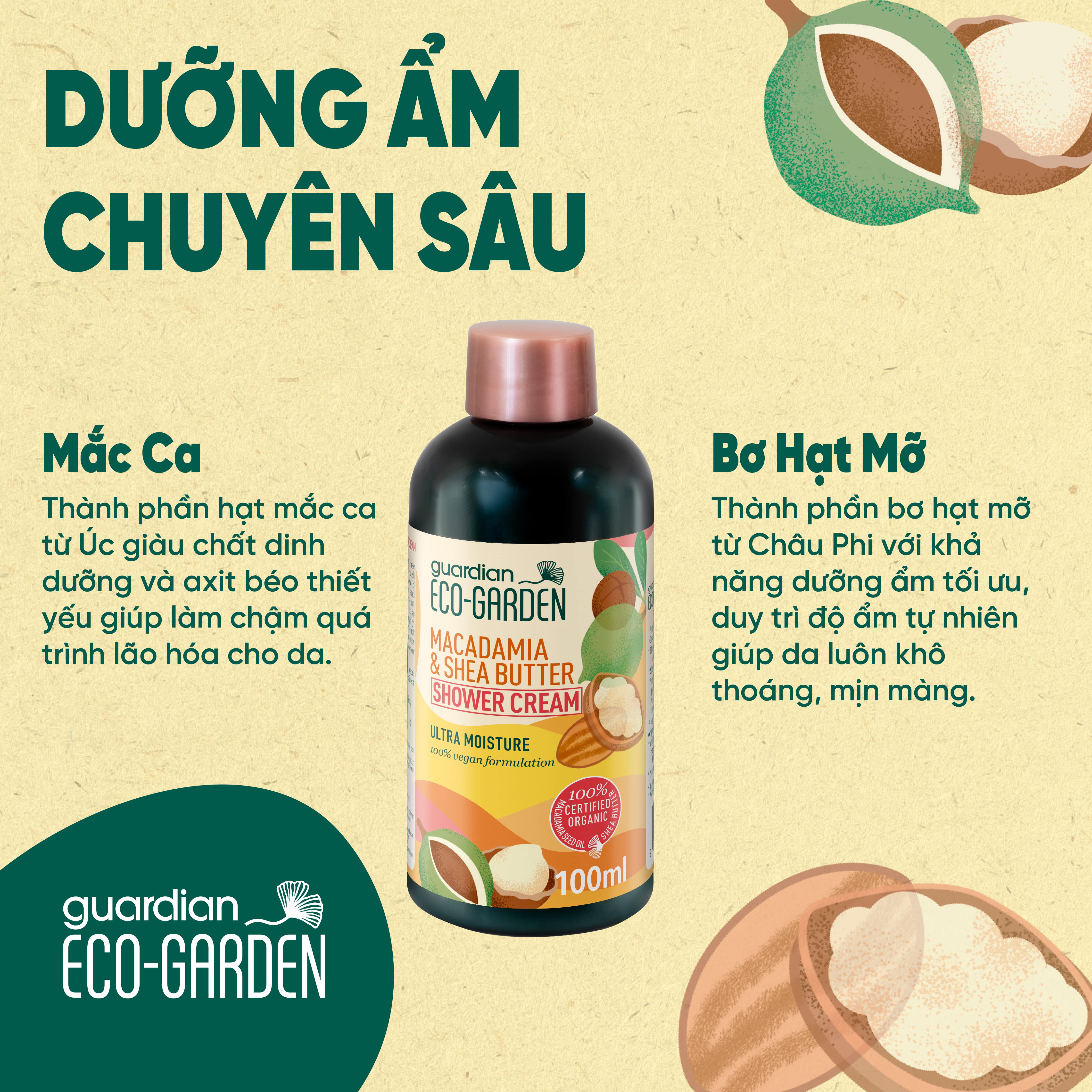 Sữa Tắm Eco Garden Hạt Mắc Ca Và Bơ Hạt Mỡ 100ml