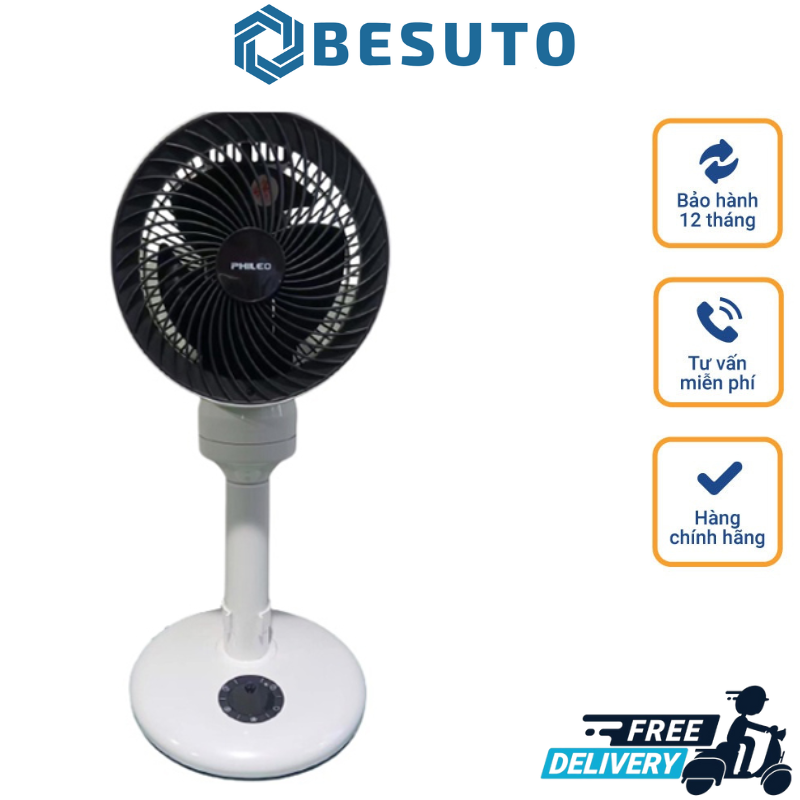 Phileo Air Circulating Fan, Cool Fan, Electric Fan, Table Fan, Adjustable Height, 3 Wind Levels, Air Circulation, 360 Degree Rotation, Controlled, Domestic Welding, 12 Month Warranty