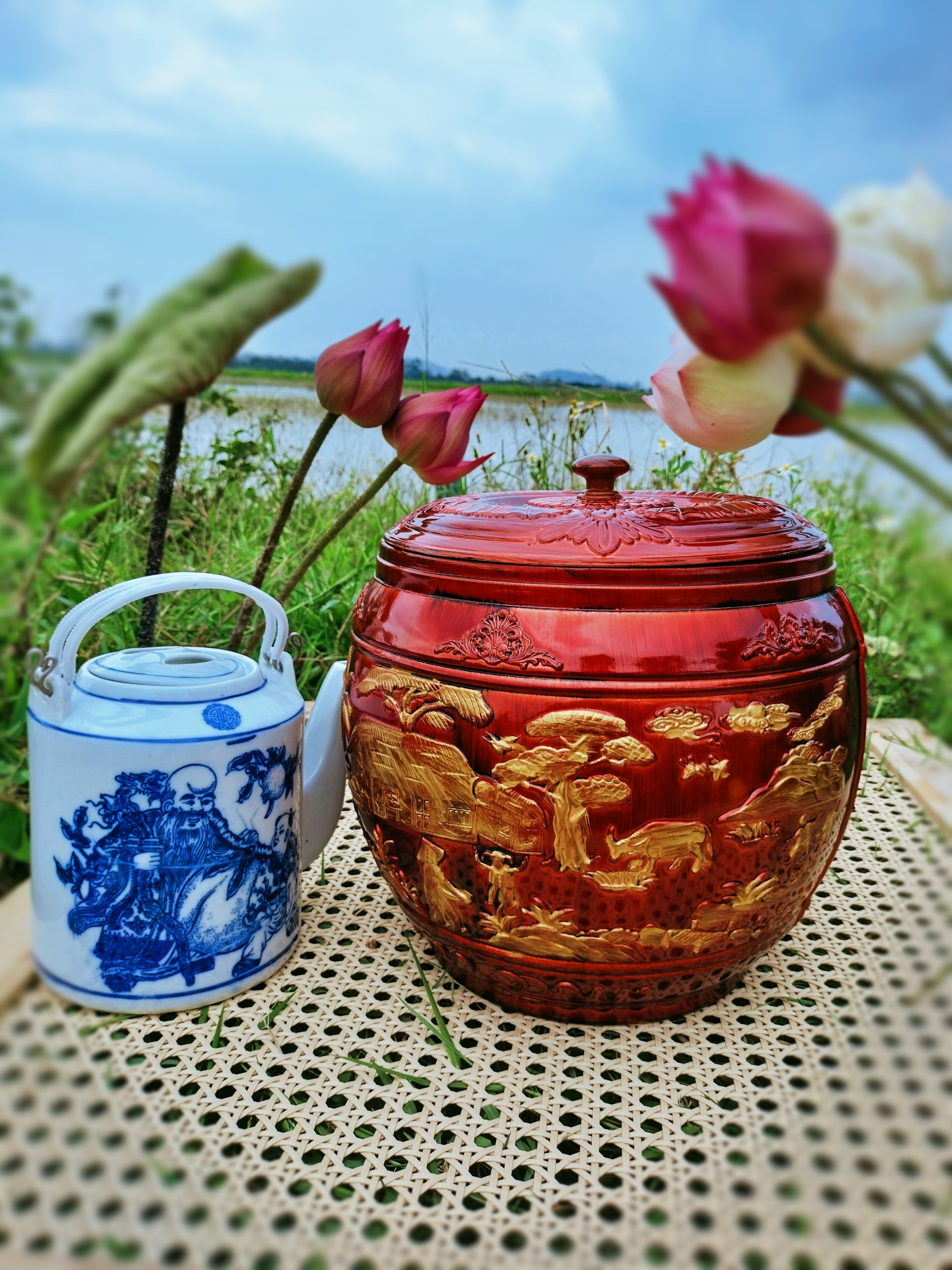 COMBO GIỎ + ẤM TÍCH, LOẠI 1,5 LÍT