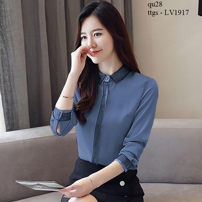 Ttgs - lv1917 áo sơ mi nữ phối voan
