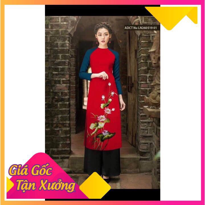 Áo dài truyền thống lụa nhật hoa in 3d siêu bền