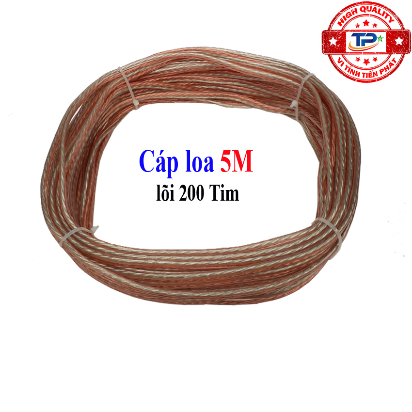 Dây cáp loa truyền âm thanh từ Amply ra Loa lõi 200 Tim dài 5m