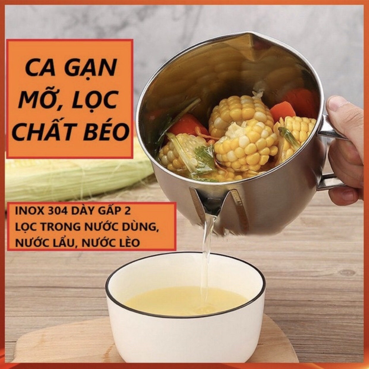 [HCM]( BÁN SIÊU CHẠY ) CA LỌC DẦU MỠ CHẤT BÉO DƯ THỪA INOX 304 - TÔ GẠC MỠ  LỌC CHẤT BÉO CÓ THỂ DÙNG ĐƯỢC TRÊN BẾP TIỆN LỢI CHO MỌI NHÀ