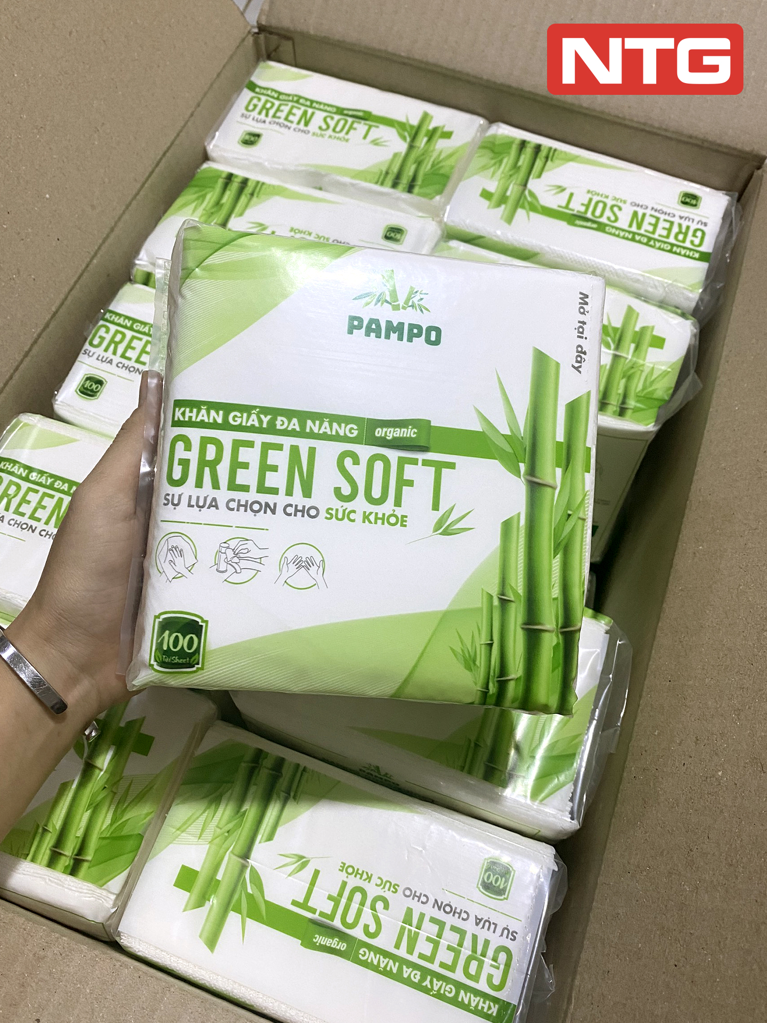 Combo 5 gói giấy ăn vuông 100 tờ *3 lớp size lớn 30*30 cm