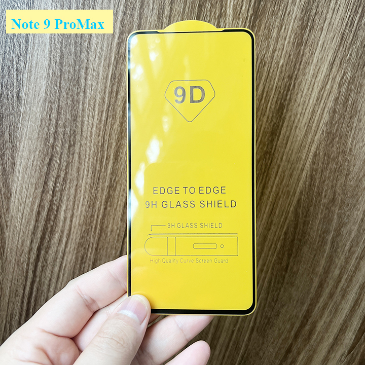 Kính cường lực 9D Xiaomi Redmi Note 5/5Pro /6/6Pro/7/7Pro/8/8Pro/9/9s/9Pro/9Promax/K20/K20Pro"9D Full Màn hình" Tặng Giấy Lau Kính Acovit
