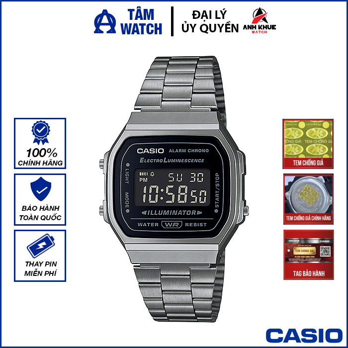 Đồng hồ unisex dây kim loại Casio Standard chính hãng Anh Khuê A168WGG-1BDF