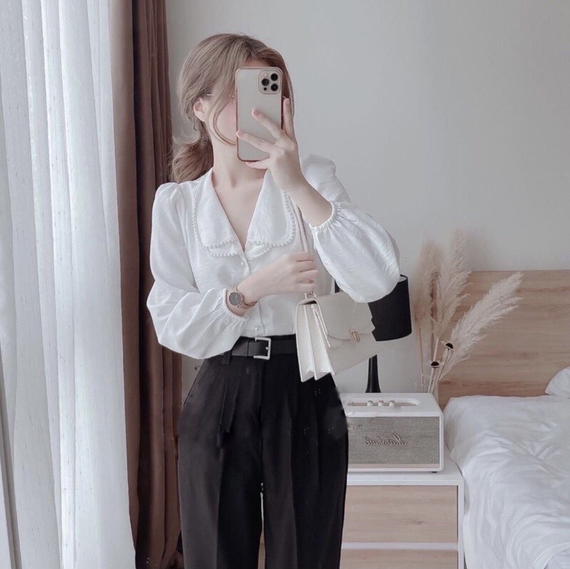 Sơ Mi Lụa Đính Ngọc HT_537