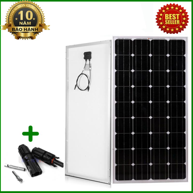 Tấm Pin năng lượng mặt trời đơn tinh thể Mono 150W tặng kèm jack MC4