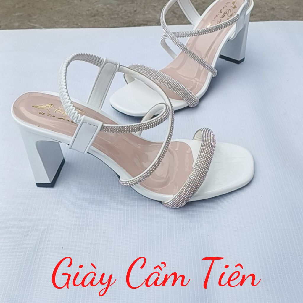 Giày sandal cao gót nữ size nhỏ , size 33 đến 44 cẩm tiên gót 3cm,5cm, 7cm quai đính đá