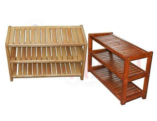 Kệ dép gỗ cao su 3 tầng dài 63cm