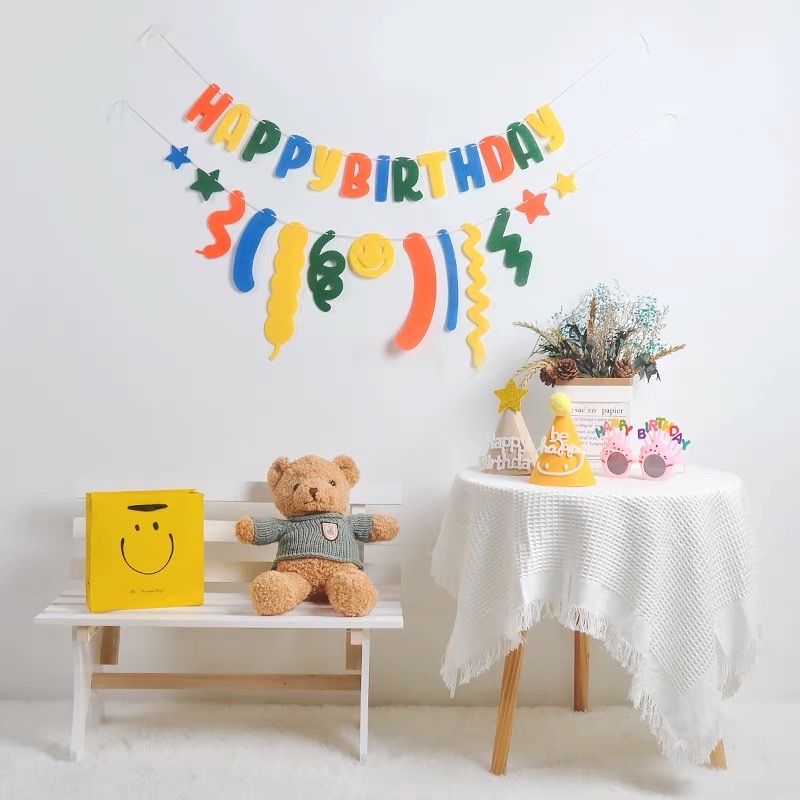 Set sinh nhật hàn quốc , dây cờ trang trí sinh nhật