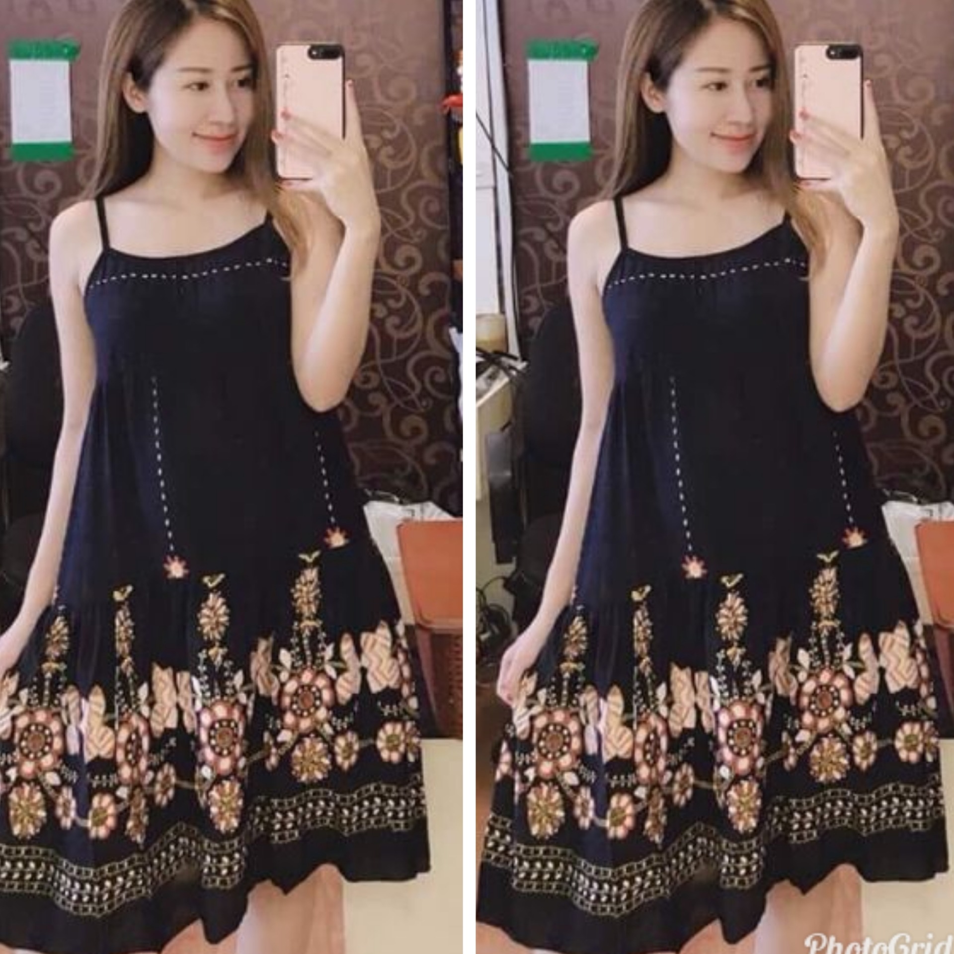 Váy lanh bầu mặc nhà chất mát-đầm bầu 2 giây