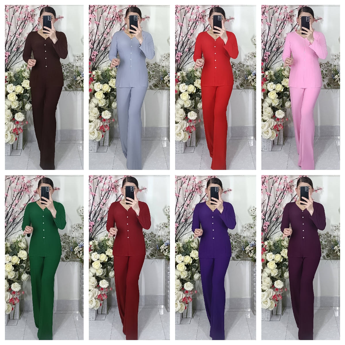 Áo Lẻ_Áo Bà Ba Bông Cổ Nữ Hoàng (Thun Lưới) -- Không Quần