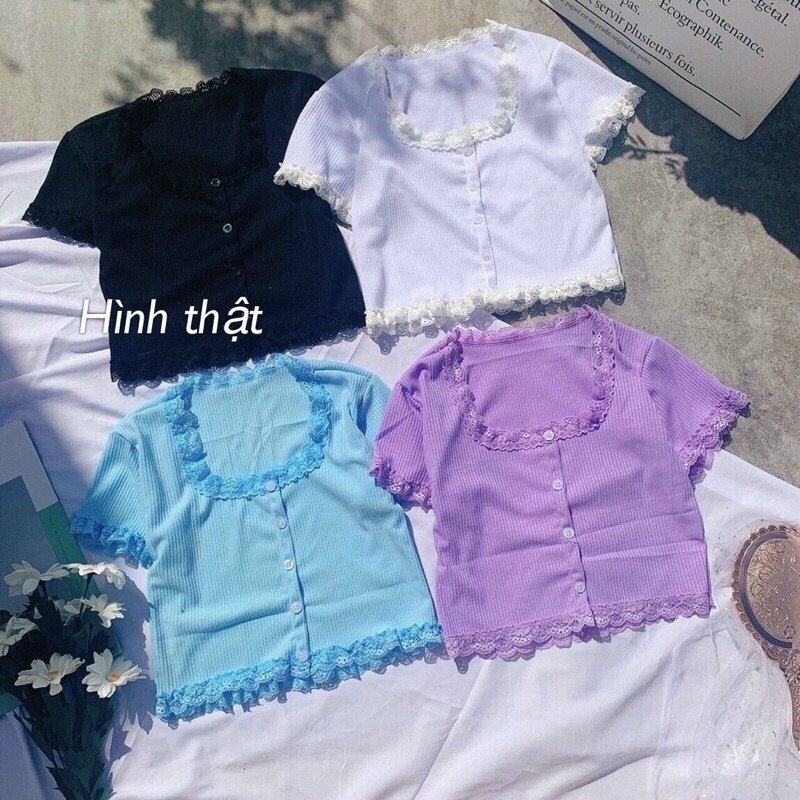 ÁO CROPTOP GÂN PHỐI REN