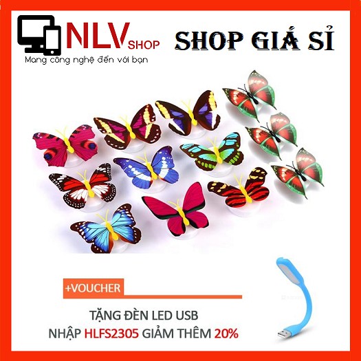 [HCM]BỘ 12 ĐÈN LED CON BƯỚM PHÁT QUANG DÁN TƯỜNG (TẶNG 1 ĐÈN LED USB)