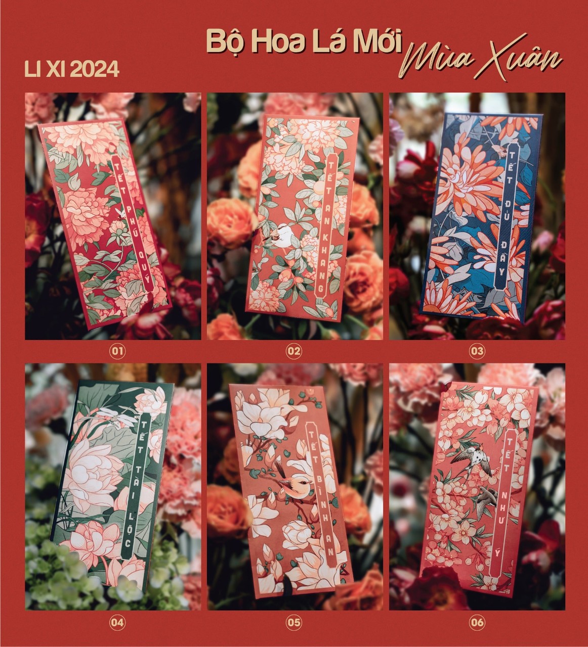 set 6 bao lì xì tết 2024