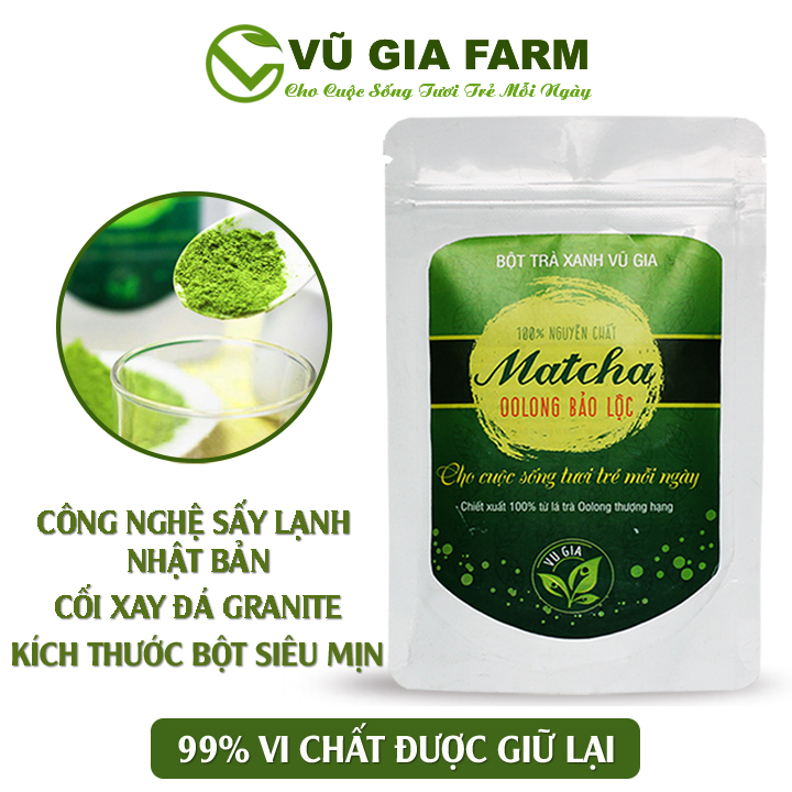 Matcha Sấy Lạnh Nguyên Chất Vũ Gia (50g/túi) - Pha uống, làm bánh, gia vị món ăn, hỗ trợ giảm cân, đắp mặt nạ dưỡng da  - Đã được kiểm nghiệm y tế