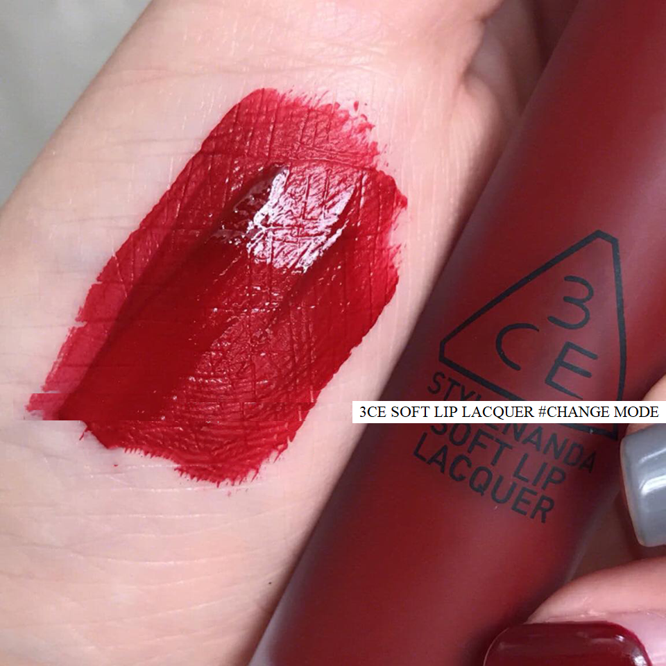 son 3CE soft lip lacquer màu đỏ lạnh change mode
