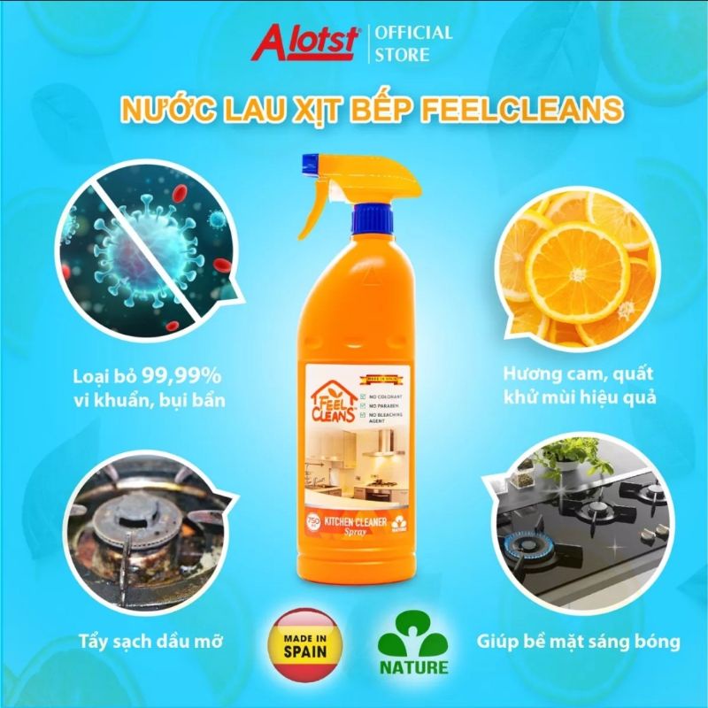 Nước lau xịt bếp Feelcleans 750ml