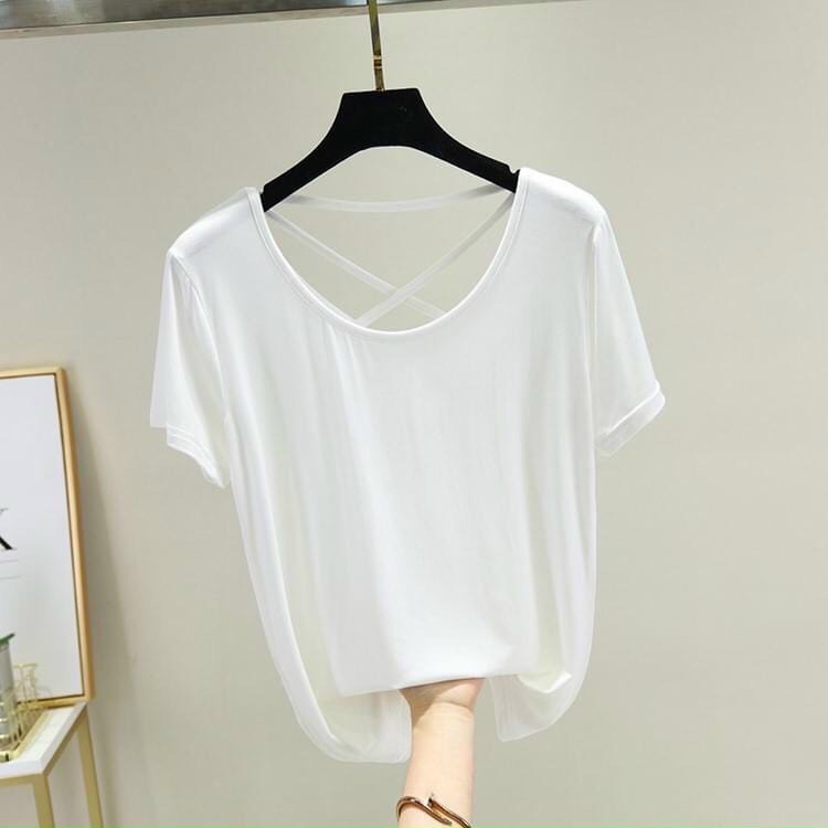 Áo thun lụa form rộng đan dây sau cực xinh TTSA0385