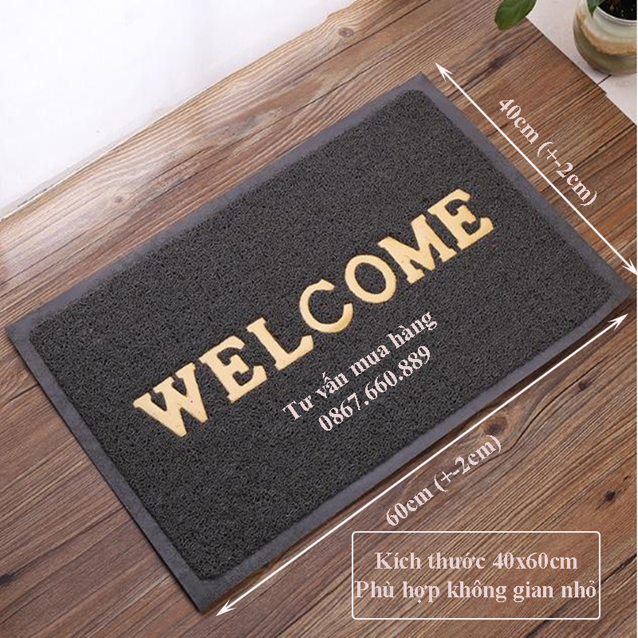 Thảm welcome chống trơn trượt, kích thước 40x60cm