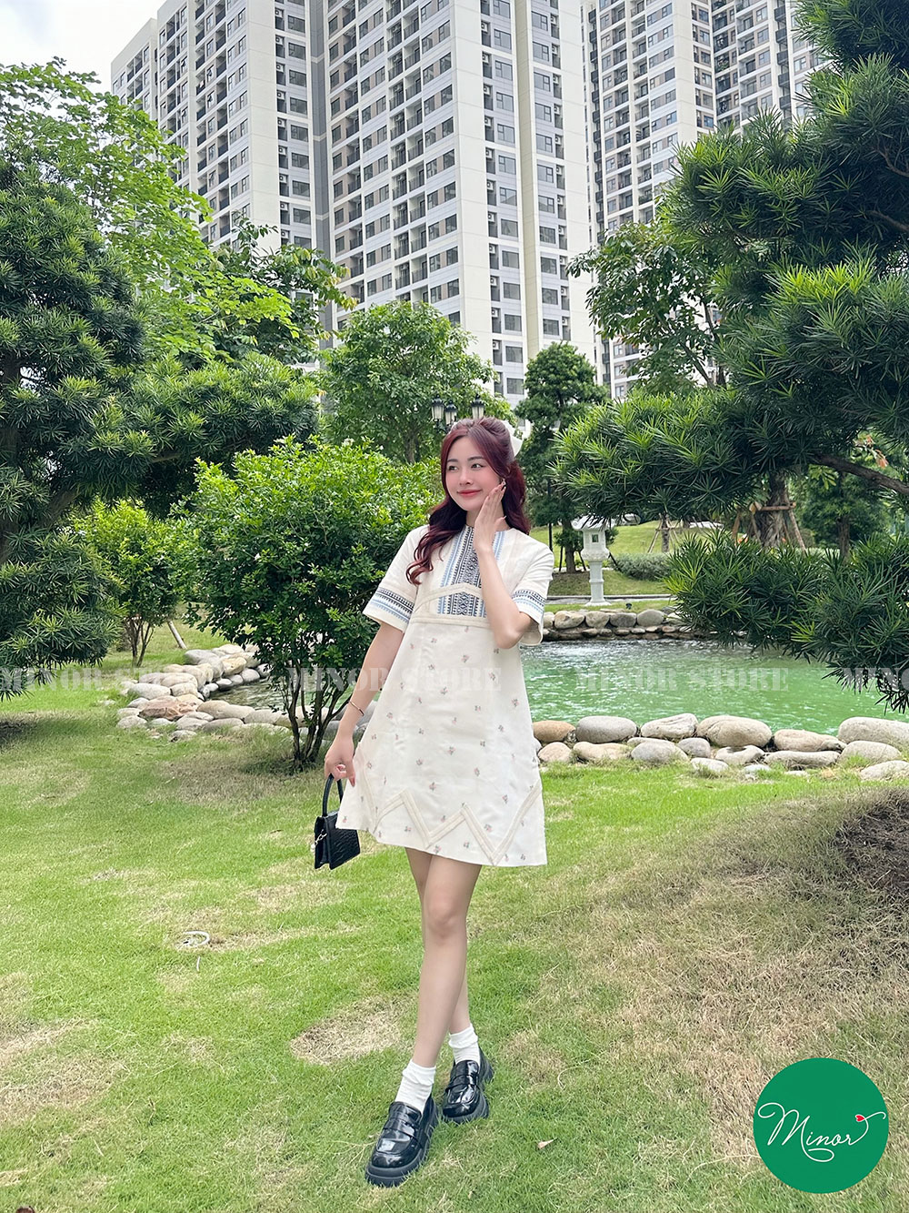 ĐẦM LIỀN FORM BABYDOLL 2 LỚP HOA VĂN  [MINOR JOLINA]