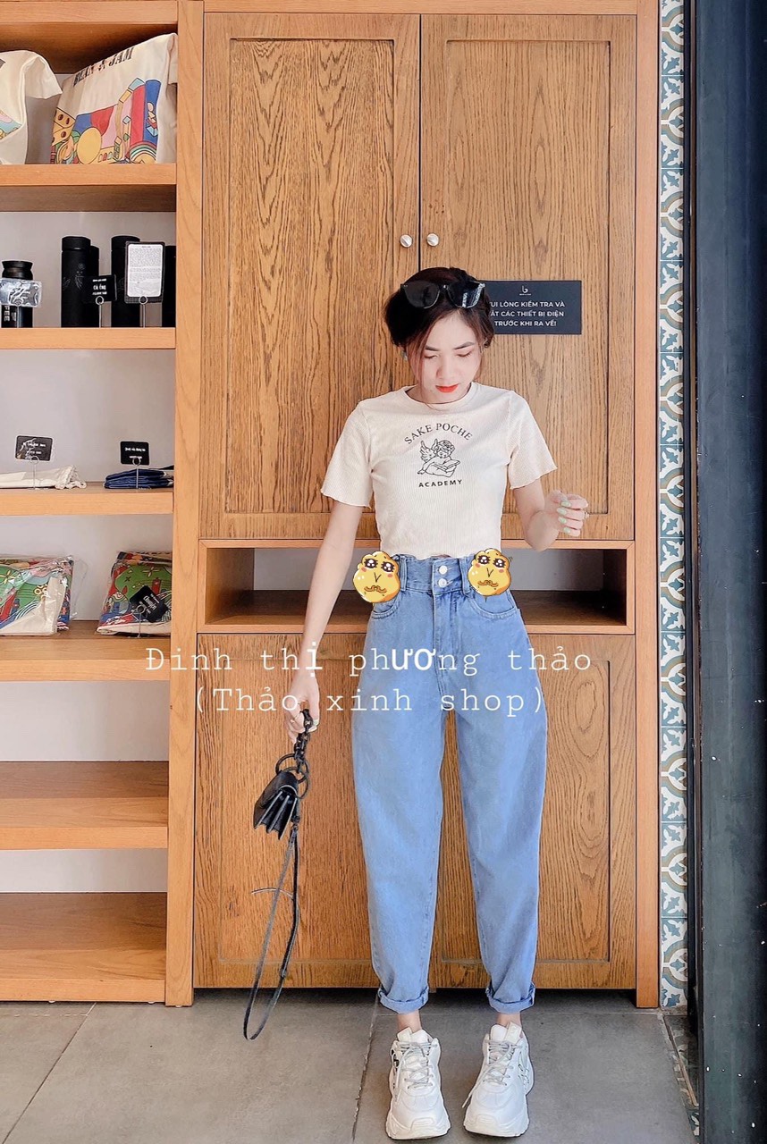 SET BAGGY JEANS 2 NÚT +CROPTOP ACEDEMY