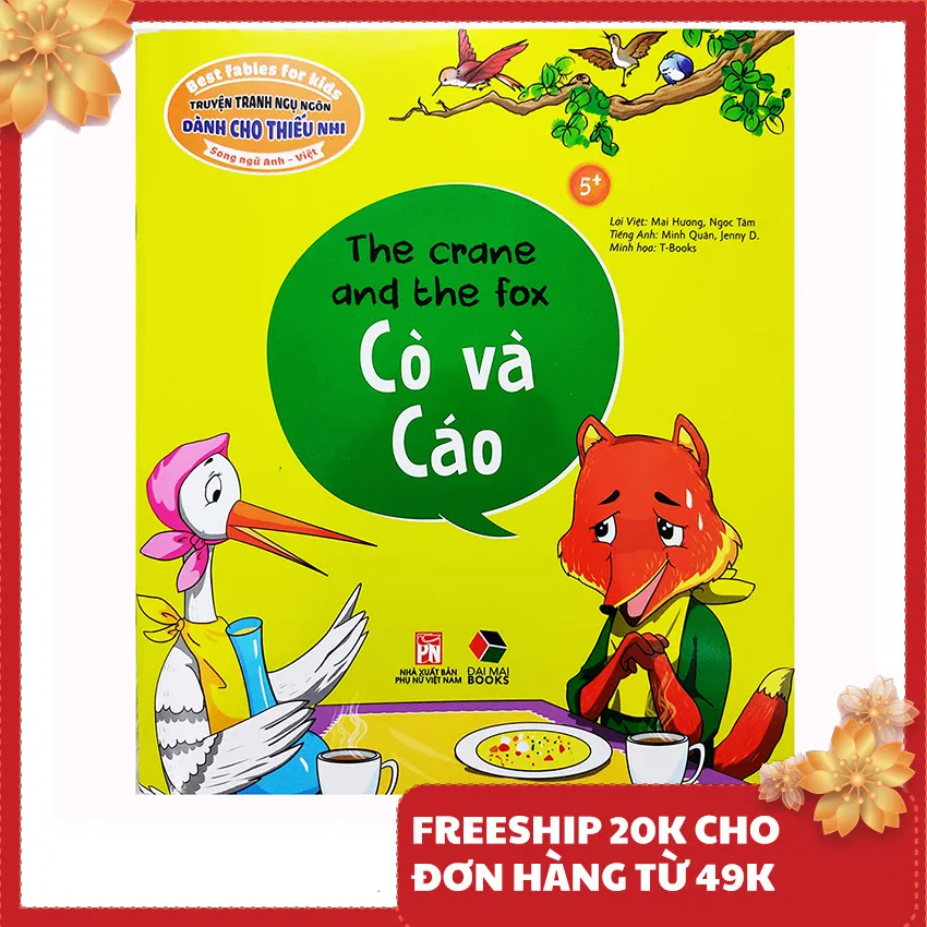Sách cho bé - Truyện Tranh Ngụ Ngôn Dành Cho Thiếu Nhi: Cò Và Cáo (Song Ngữ Anh - Việt)