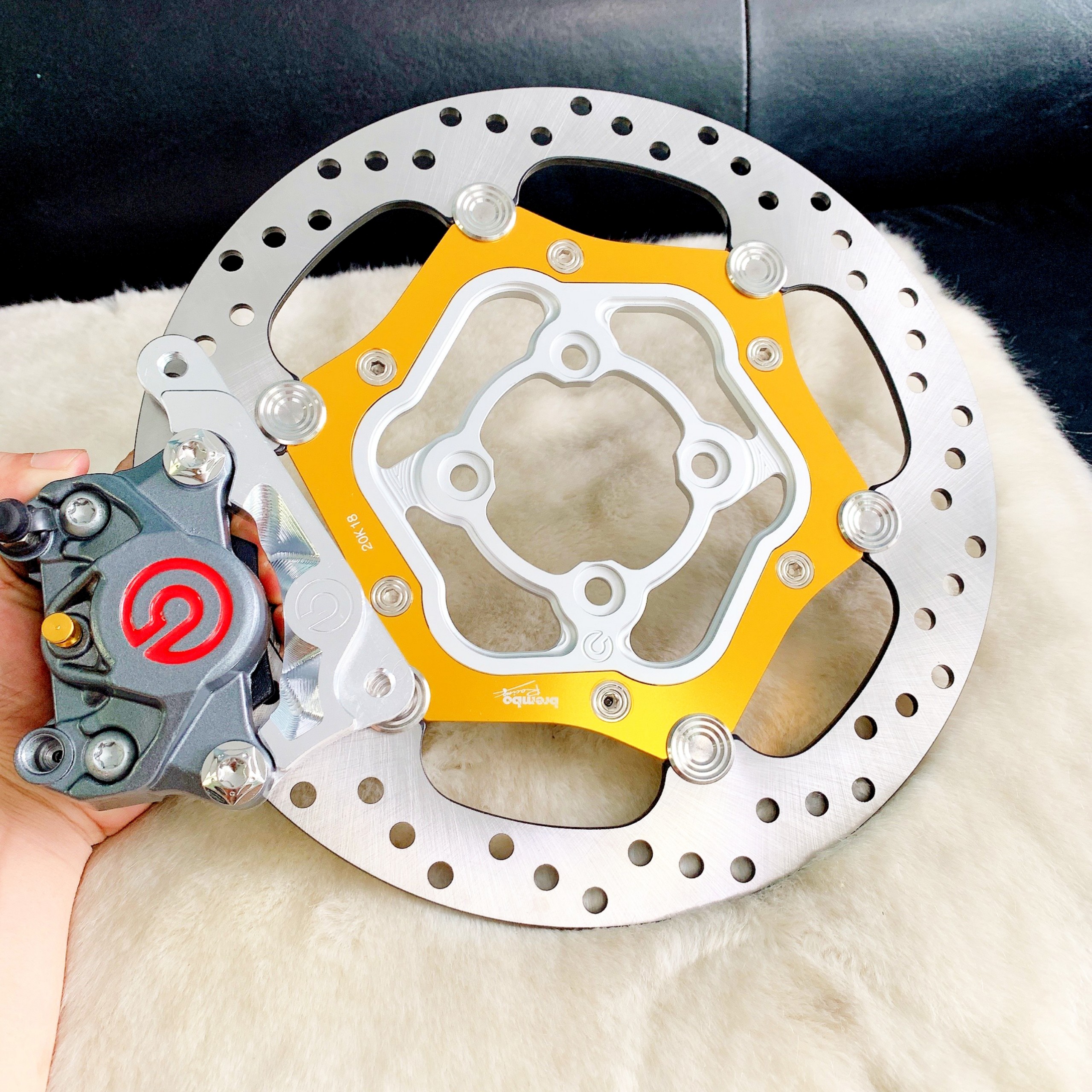 Combo heo pát đĩa _heo rembo 2pis, đĩa over size khoen inox, pát cnc_COmbo dành cho wave/ Future