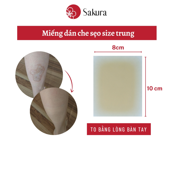 Miếng dán che sẹo cỡ nhỏ Japan Sakura 8x10cm che khuyết điểm nhanh không gây kích ứng da, siêu mỏng, chống nước, nhiều màu da