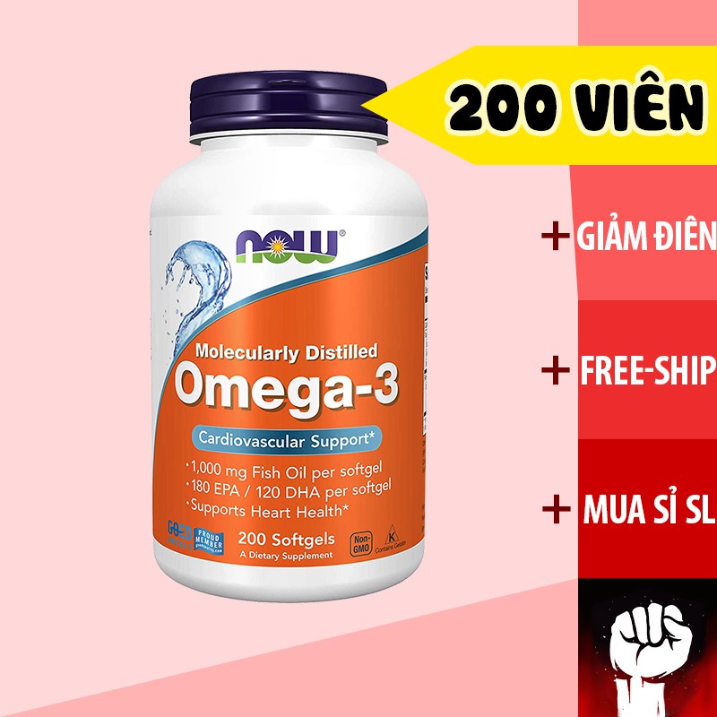 Dầu Cá Omega 3 Now 200 Viên - Vitamin Bổ Mắt Sáng Mắt