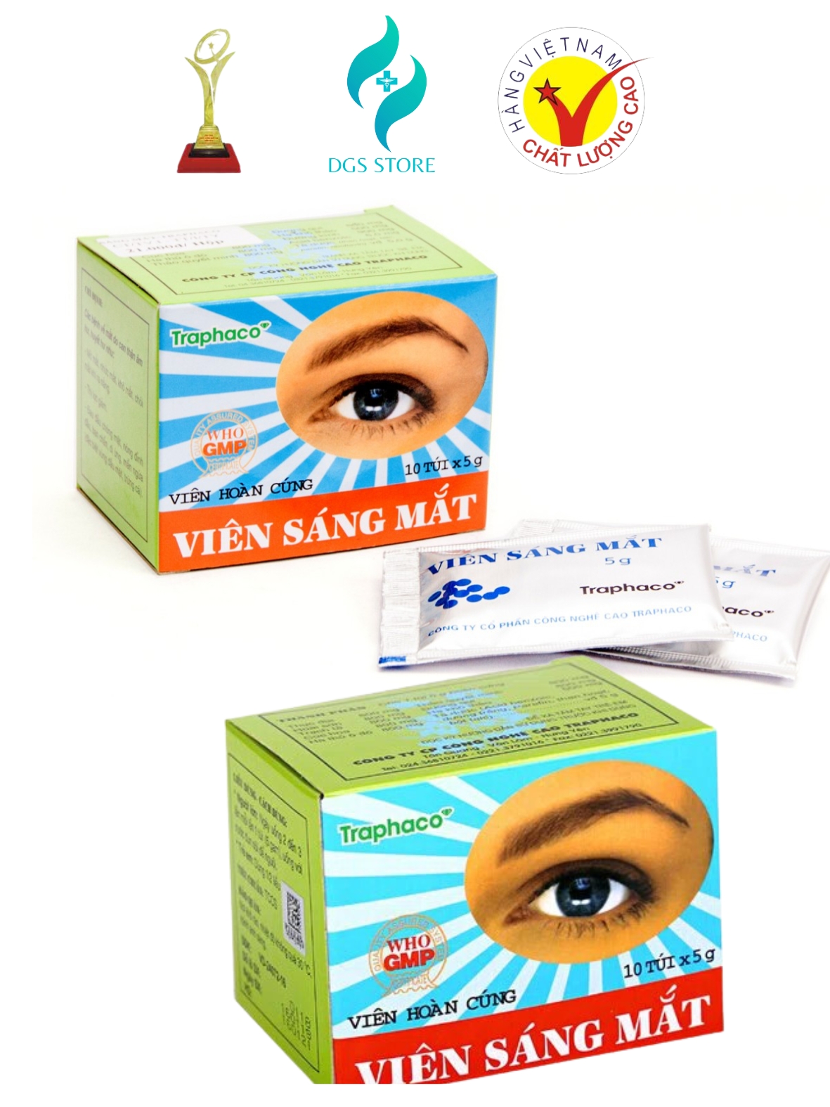 Viên Sáng Mắt Traphaco, Hộp 10 gói 5 gram hoàn cứng
