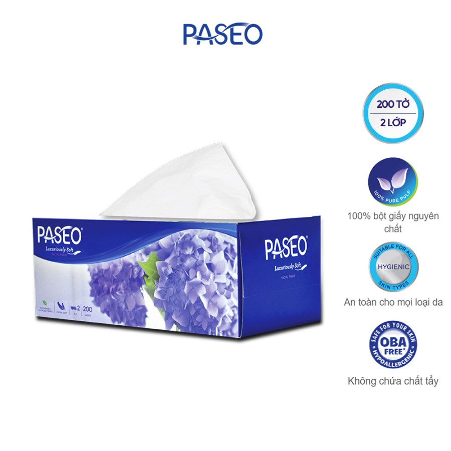 Khăn giấy Paseo hộp 200 tờ ( 2 lớp )