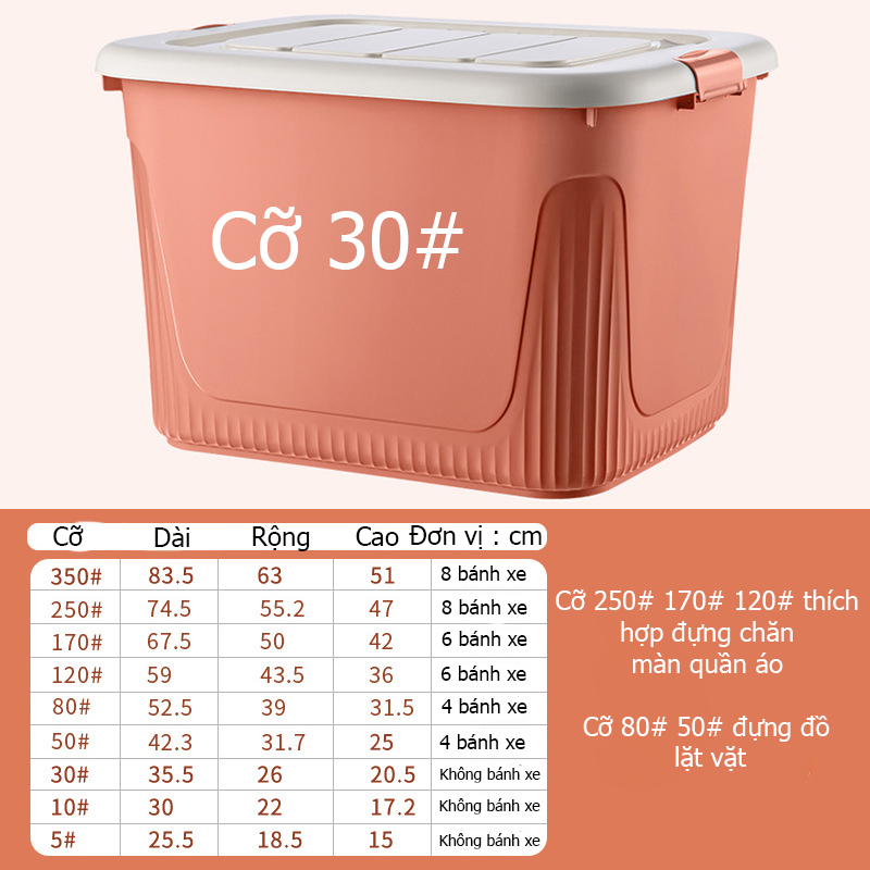 Thùng đựng đồ đa năng quần áo, chăn màn, đồ chơi và sách có bánh xe nắp đậy chắc chắn